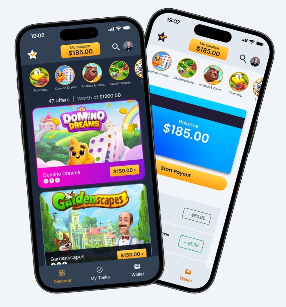 App interface showing earnings